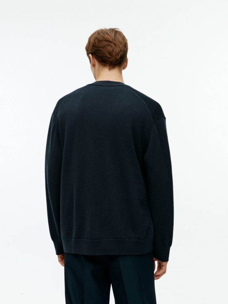 Cardigan Arket V-Neck Lână Barbati Negrii | Romania-BVSX78016