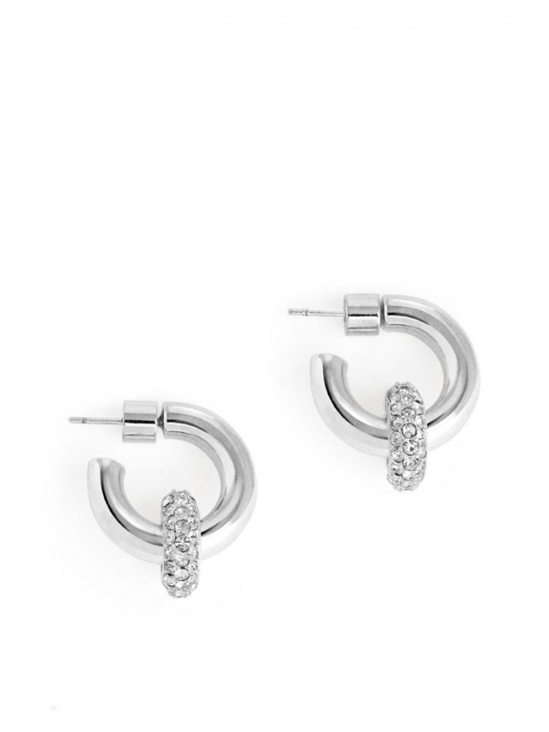 Cercei Arket Double Hoop Dama Argintii | Romania-BLGU94820