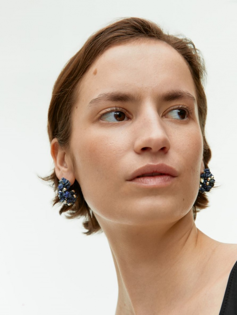 Cercei Arket Gemstone Hoops Dama Albastri | Romania-YOPZ52743