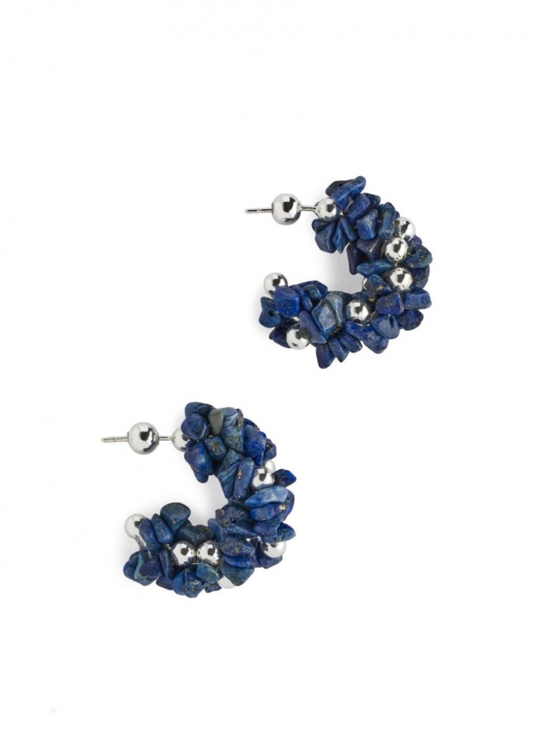 Cercei Arket Gemstone Hoops Dama Albastri | Romania-YOPZ52743
