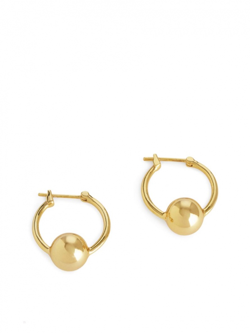 Cercei Arket Gold-Plated Sphere Hoop Dama Aurii | Romania-PSOG31824