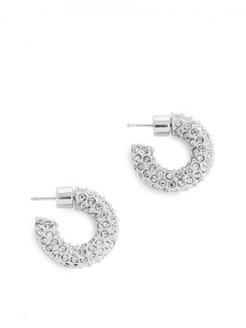 Cercei Arket Rhinestone Hoop Dama Argintii | Romania-YUZO61398