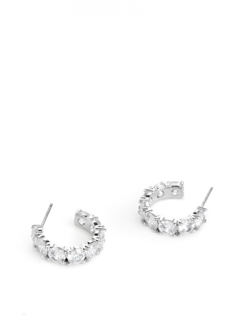 Cercei Arket Rhinestone Hoops 20 mm Dama Argintii | Romania-TJEF98254