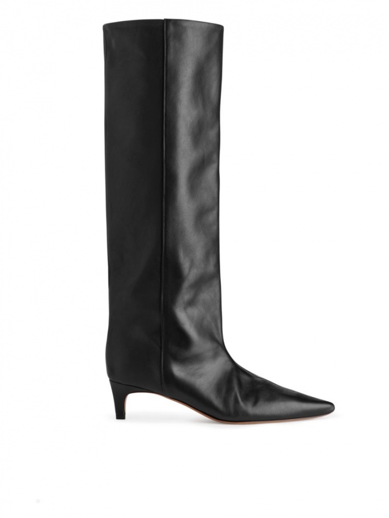 Cizme Peste Genunchi Arket Pointed Kitten-Heel Dama Negrii | Romania-CQTW54817