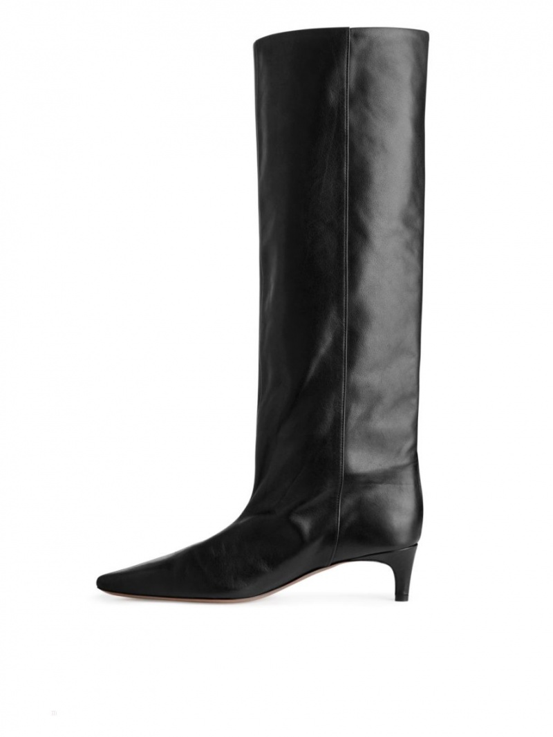 Cizme Peste Genunchi Arket Pointed Kitten-Heel Dama Negrii | Romania-CQTW54817
