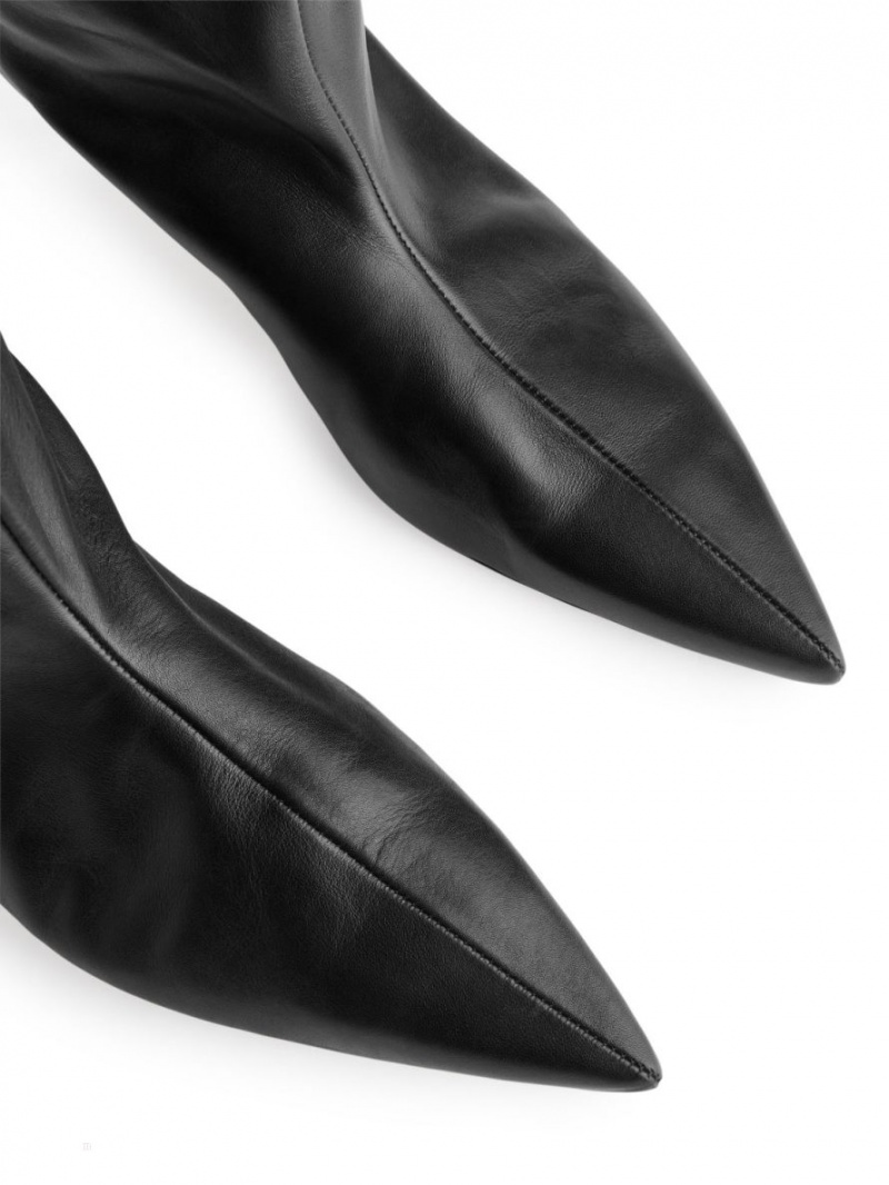 Cizme Peste Genunchi Arket Pointed Kitten-Heel Dama Negrii | Romania-CQTW54817