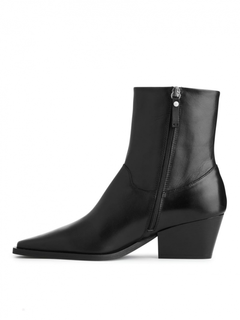 Cizme de Piele Arket Cowboy Dama Negrii | Romania-JSDA07813