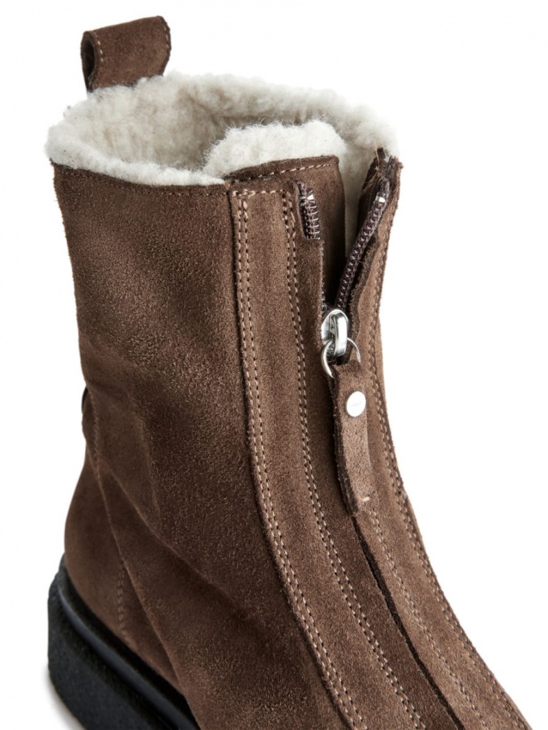 Cizme de Piele Arket Faux Fur Dama Maro | Romania-DXRS28479