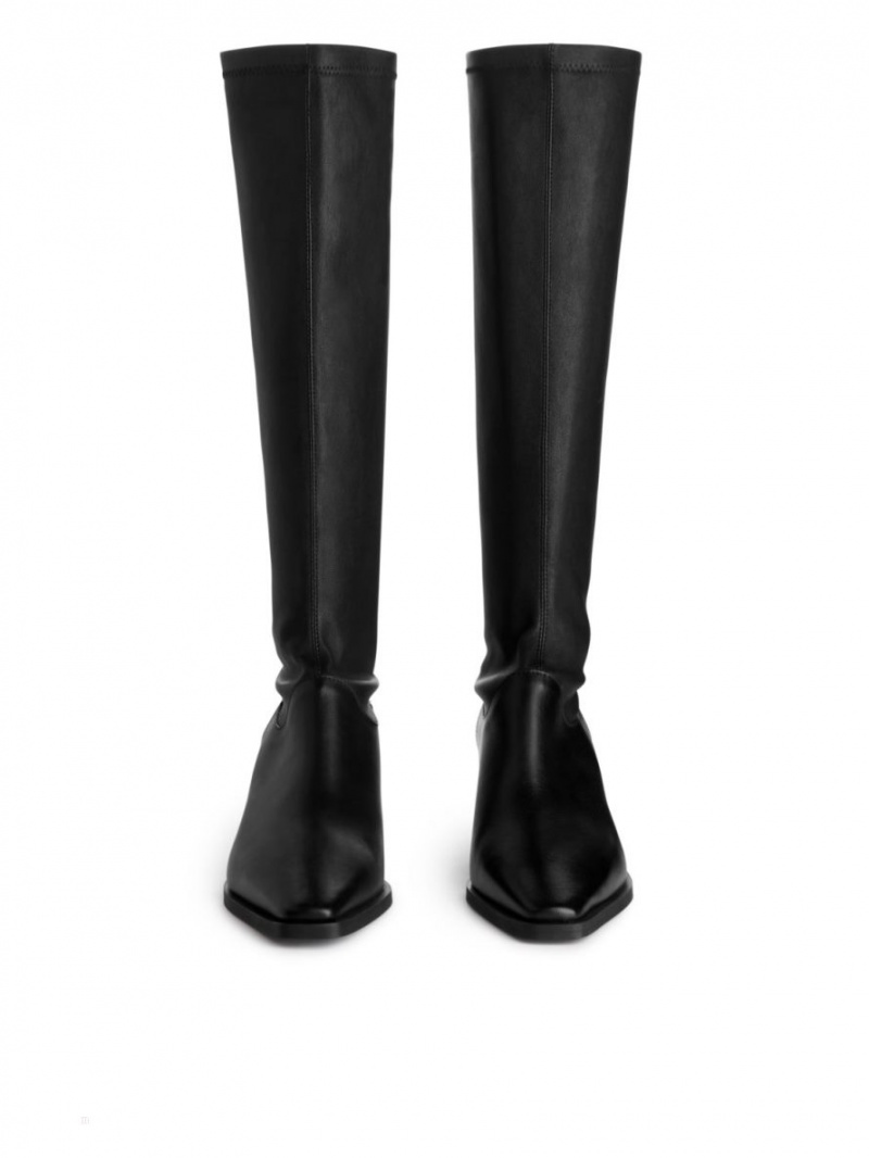 Cizme de Piele Arket Stretch Dama Negrii | Romania-FNZS96531