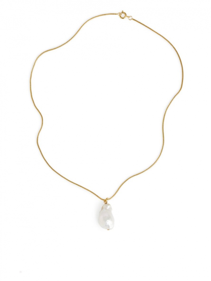 Colier Arket Freshwater Pearl Pendant Dama Aurii Albi | Romania-IUOQ93804