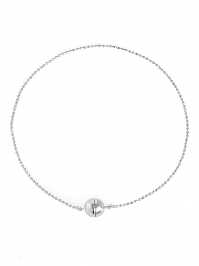 Colier Arket Silver-Plated Ball Chain Dama Argintii | Romania-RMEK52684