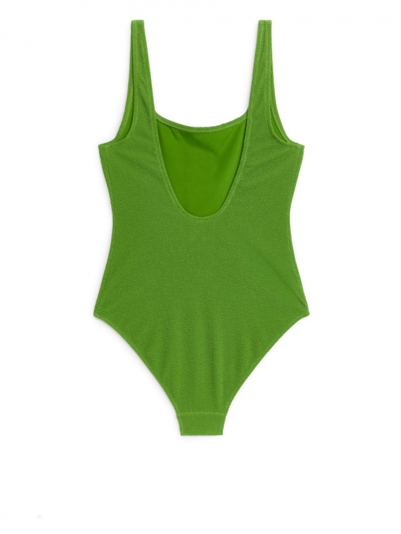 Costum de Baie Arket Crinkle Square Neck Dama Verzi | Romania-LYVX84207