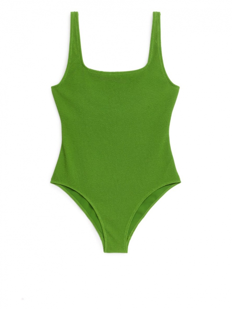 Costum de Baie Arket Crinkle Square Neck Dama Verzi | Romania-LYVX84207