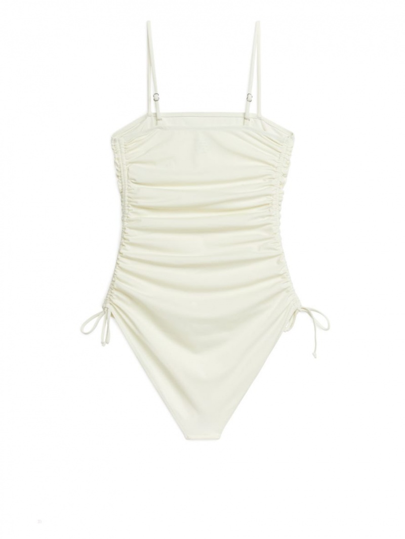 Costum de Baie Arket Ruched Dama Albi | Romania-XHTM64798