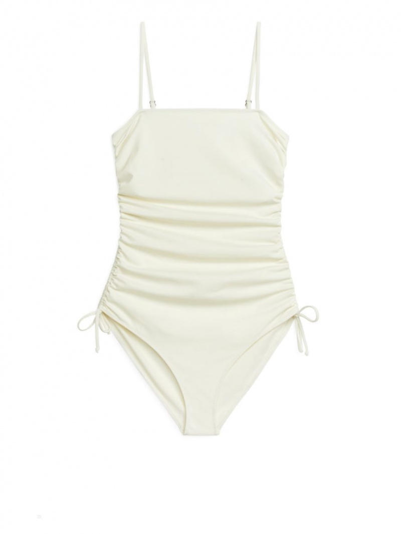Costum de Baie Arket Ruched Dama Albi | Romania-XHTM64798