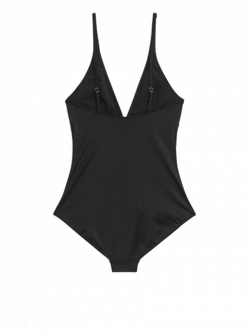 Costum de Baie Arket V-Neck Dama Negrii | Romania-QNYZ28907
