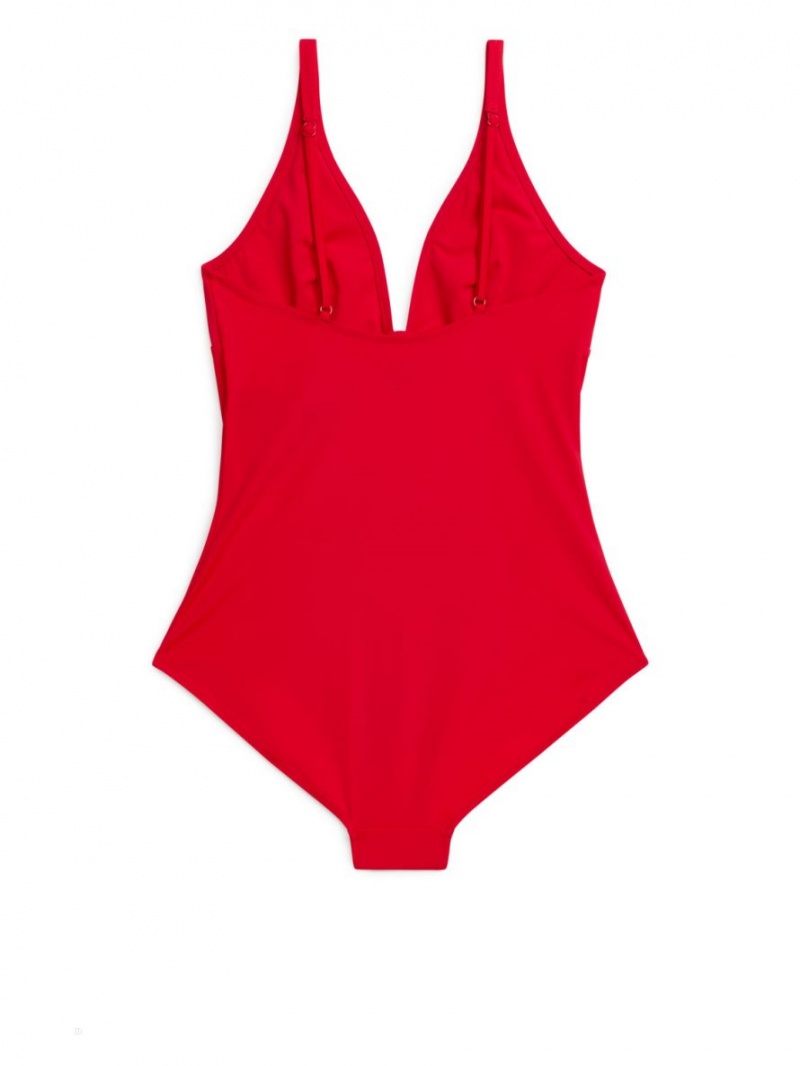 Costum de Baie Arket V-Neck Dama Rosii | Romania-ODLW62804