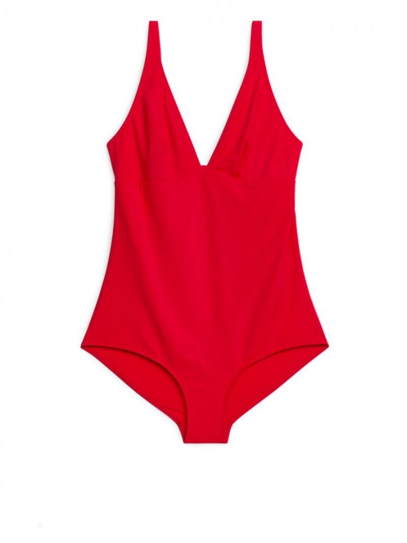Costum de Baie Arket V-Neck Dama Rosii | Romania-ODLW62804