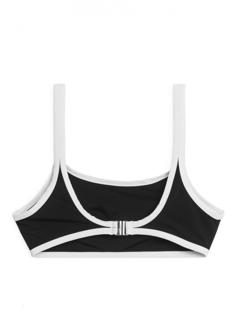 Costume De Baie Arket Contrast Bikini Top Dama Negrii Albi | Romania-XKBS04639