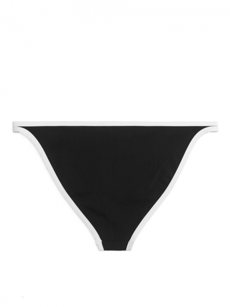 Costume De Baie Arket Contrast Binding Bikini Bottom Dama Negrii Albi | Romania-XUDI58647