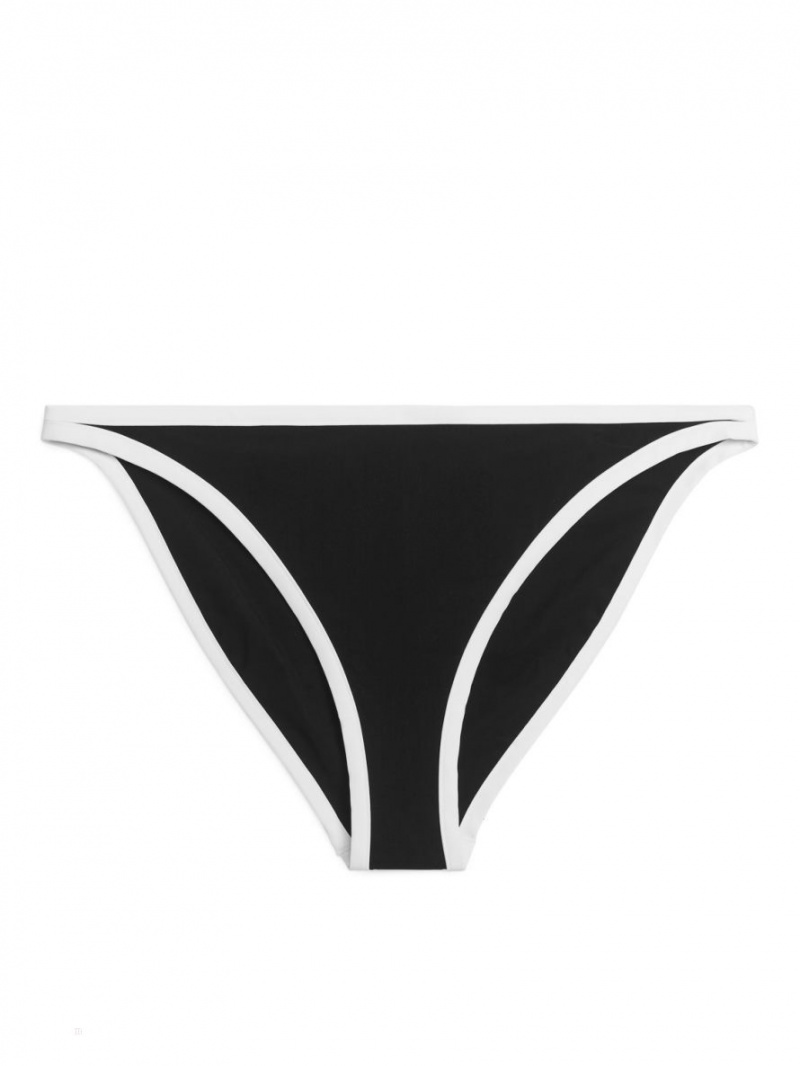 Costume De Baie Arket Contrast Binding Bikini Bottom Dama Negrii Albi | Romania-XUDI58647