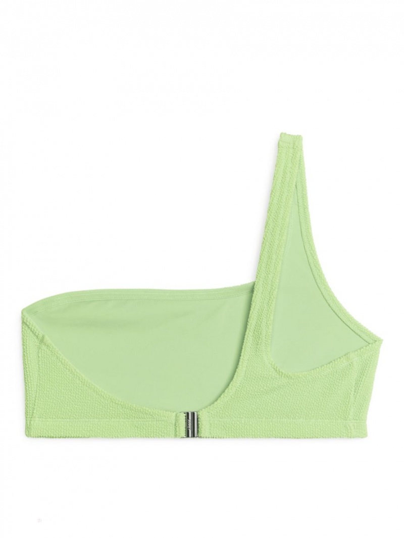Costume De Baie Arket Crinkle One-Shoulder Bikini Top Dama Verzi Deschis | Romania-TZRV59043