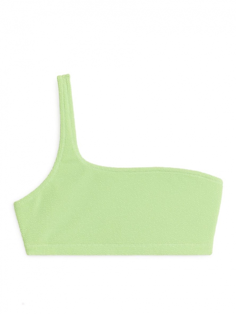 Costume De Baie Arket Crinkle One-Shoulder Bikini Top Dama Verzi Deschis | Romania-TZRV59043