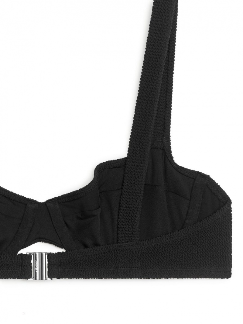 Costume De Baie Arket Crinkle Wired Bikini Top Dama Negrii | Romania-FVDY89014