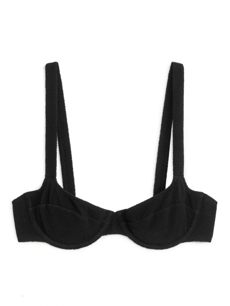 Costume De Baie Arket Crinkle Wired Bikini Top Dama Negrii | Romania-FVDY89014
