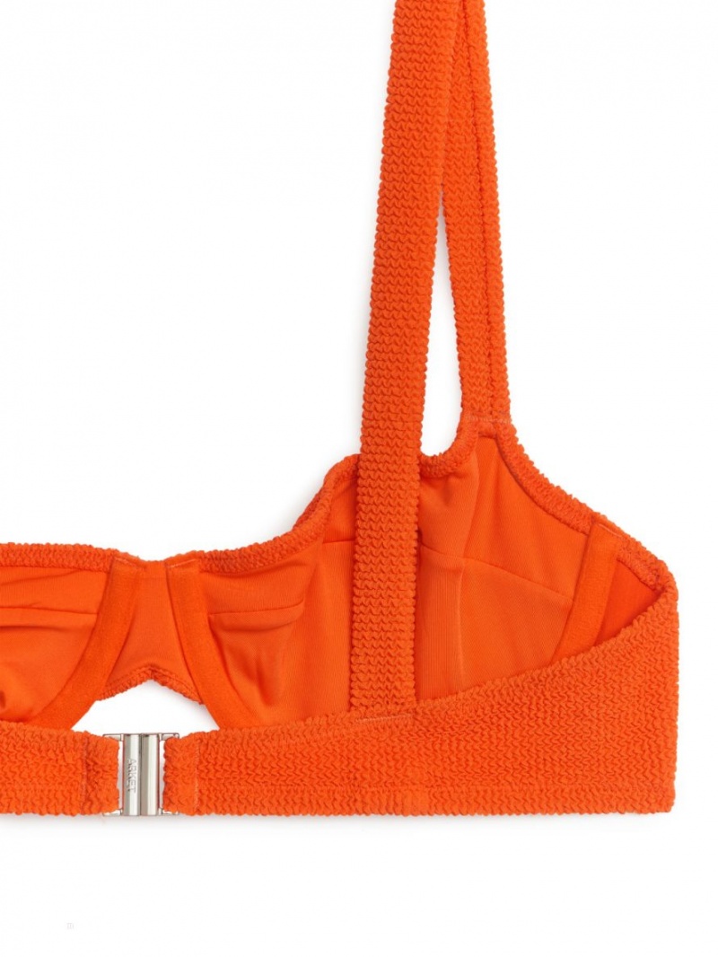 Costume De Baie Arket Crinkle Wired Bikini Top Dama Portocalii Deschis | Romania-WTCN96281