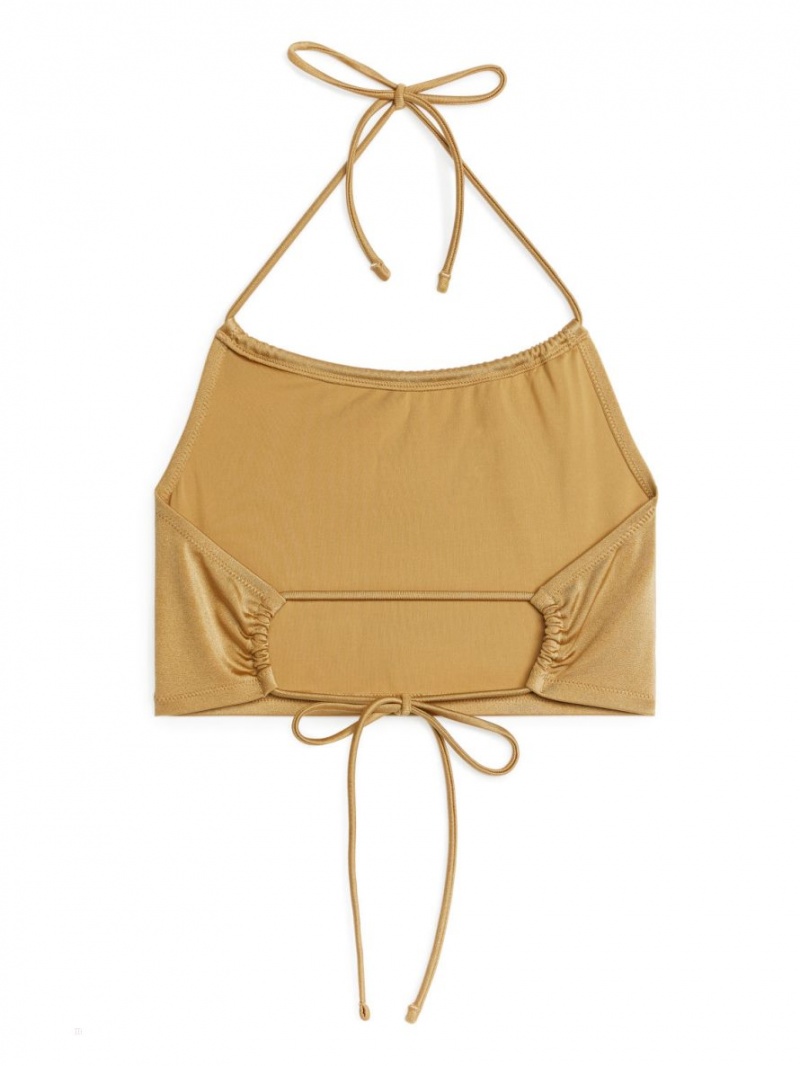 Costume De Baie Arket Halterneck Bikini Top Dama Aurii | Romania-ZVMN69235