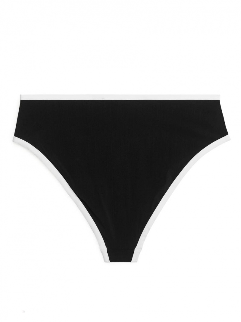 Costume De Baie Arket High Talie Bikini Bottom Dama Negrii Albi | Romania-GSNL76815