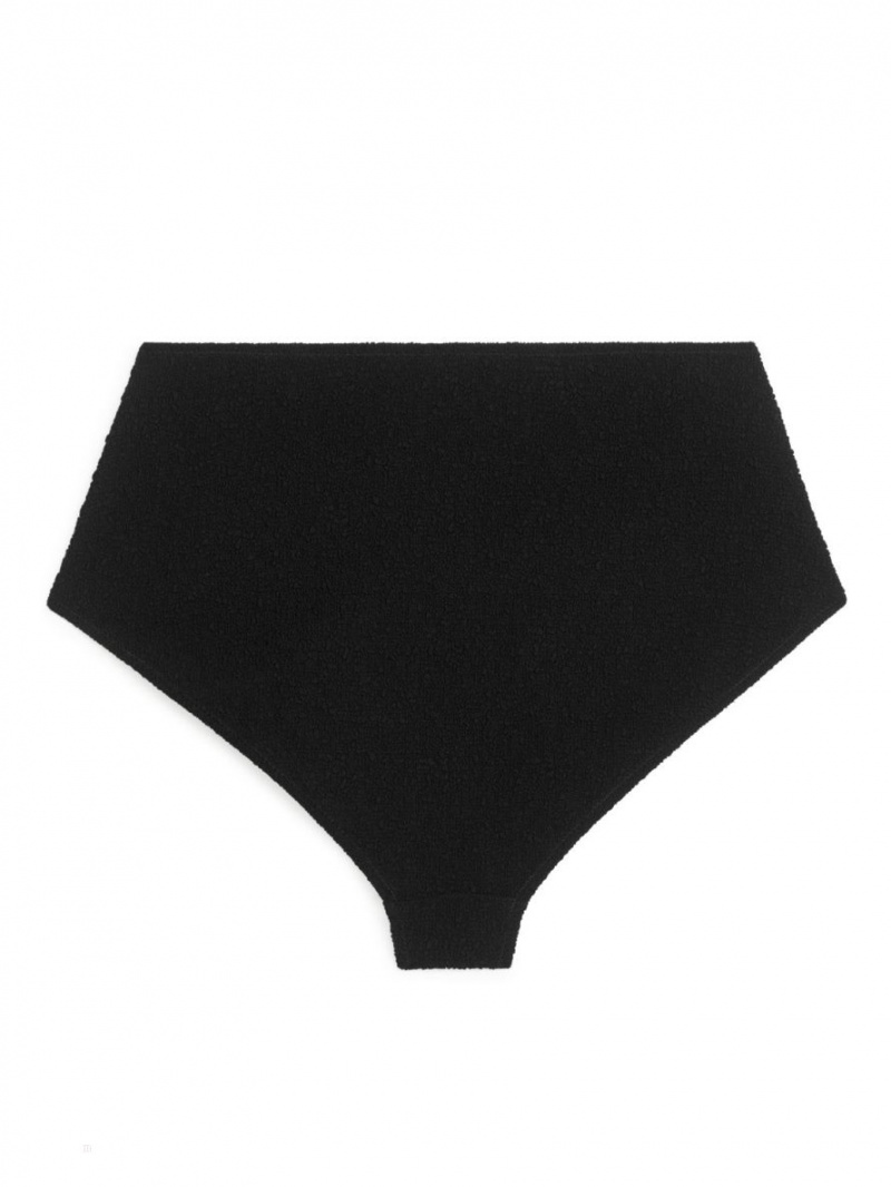 Costume De Baie Arket High Talie Textured Bikini Bottom Dama Negrii | Romania-BNEH09752