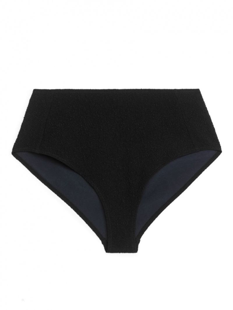 Costume De Baie Arket High Talie Textured Bikini Bottom Dama Negrii | Romania-BNEH09752