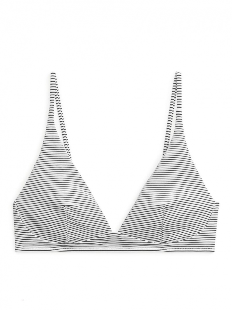 Costume De Baie Arket In Dungi Bikini Top Dama Albi Albastri | Romania-JXWU08537
