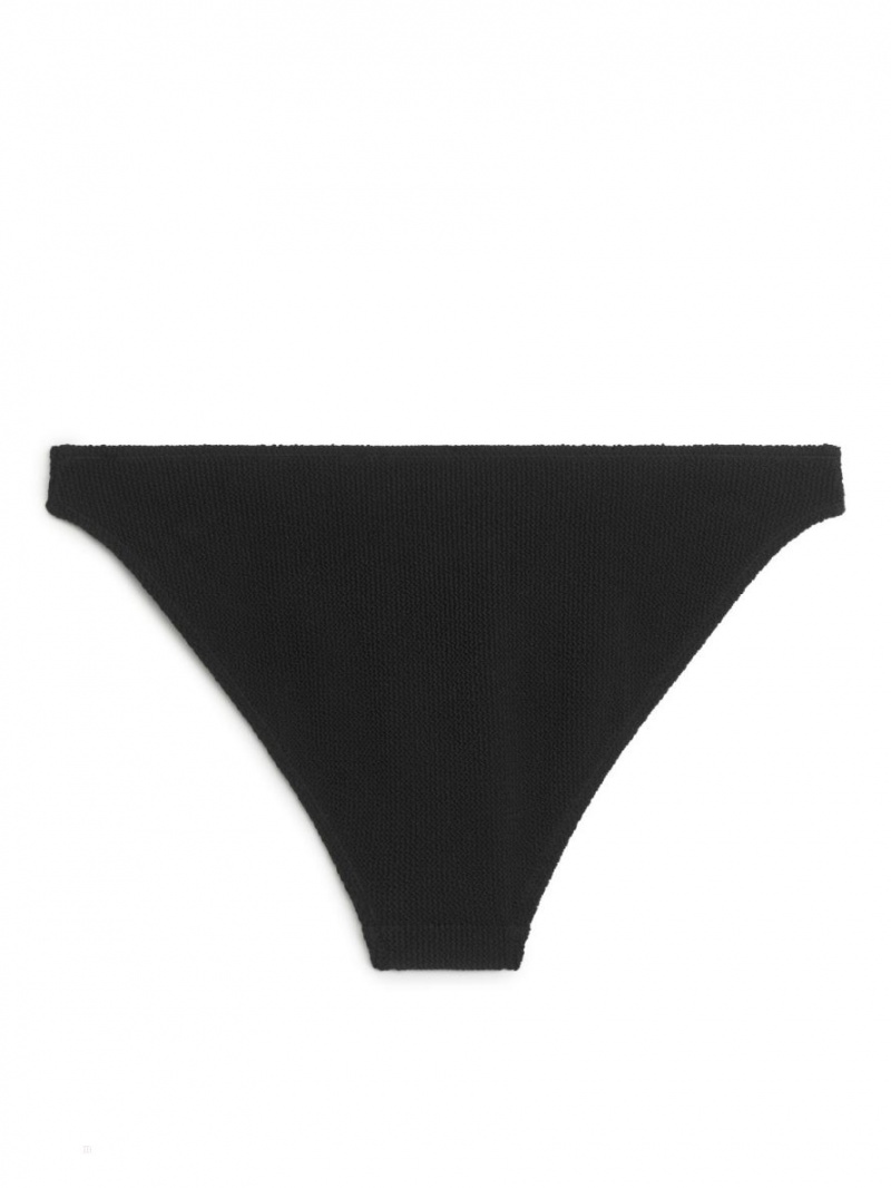 Costume De Baie Arket Low Talie Crinkle Bikini Bottom Dama Negrii | Romania-UOTL02349