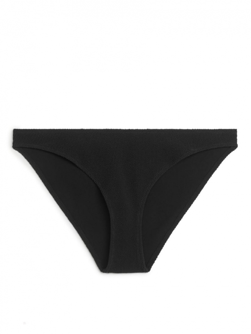 Costume De Baie Arket Low Talie Crinkle Bikini Bottom Dama Negrii | Romania-UOTL02349