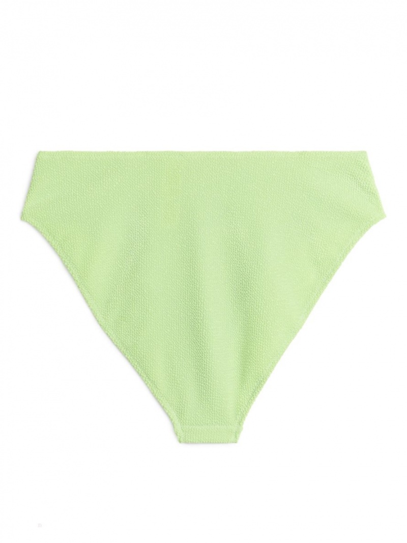Costume De Baie Arket Mid-High Talie Crinkle Bikini Bottom Dama Verzi Deschis | Romania-UHBR79315