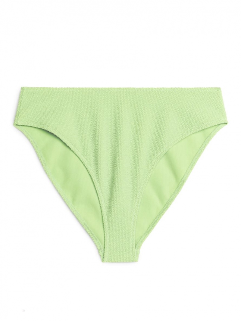 Costume De Baie Arket Mid-High Talie Crinkle Bikini Bottom Dama Verzi Deschis | Romania-UHBR79315
