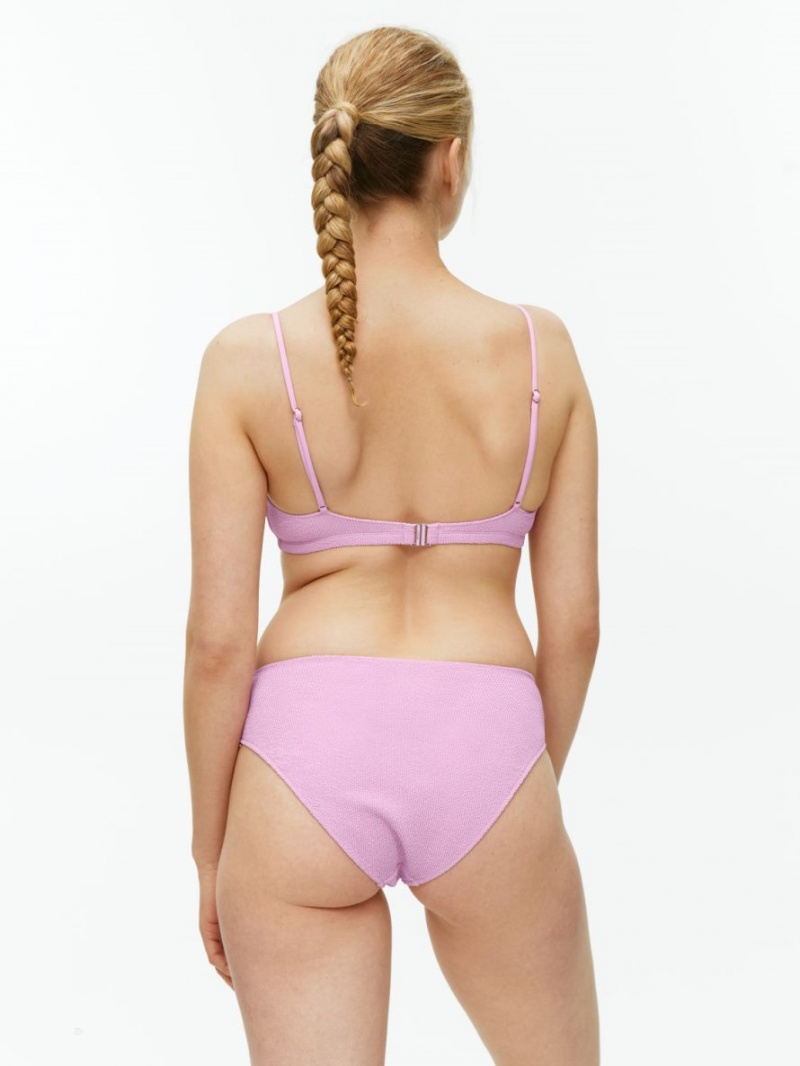Costume De Baie Arket Mid-High Talie Crinkle Bikini Bottom Dama Roz | Romania-LIPQ27869