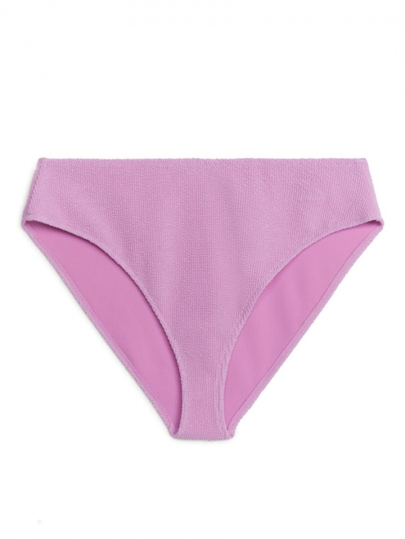 Costume De Baie Arket Mid-High Talie Crinkle Bikini Bottom Dama Roz | Romania-LIPQ27869