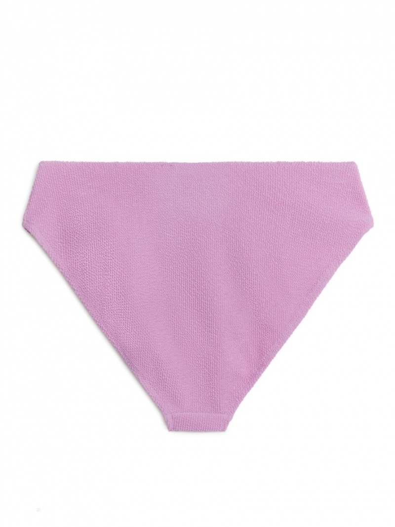 Costume De Baie Arket Mid-High Talie Crinkle Bikini Bottom Dama Roz | Romania-LIPQ27869