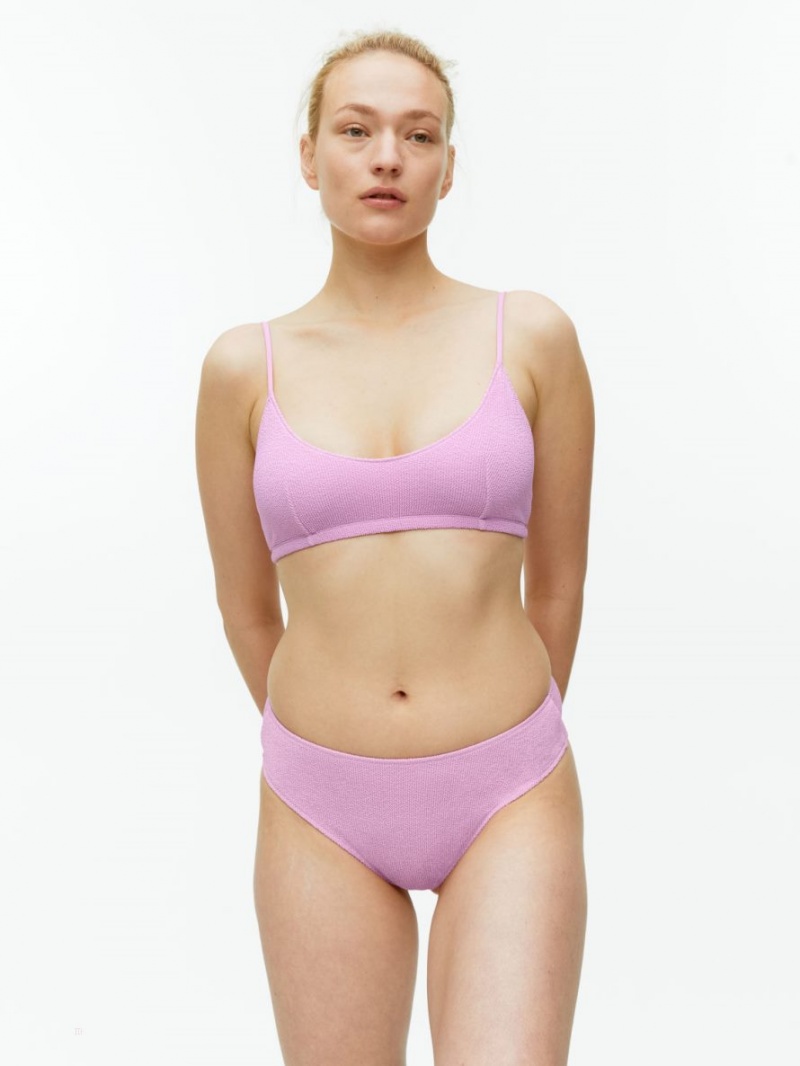 Costume De Baie Arket Mid-High Talie Crinkle Bikini Bottom Dama Roz | Romania-LIPQ27869