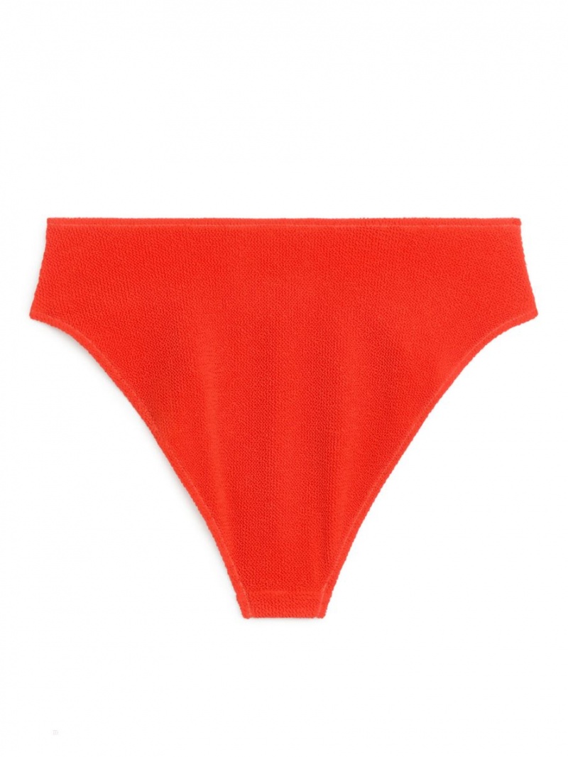 Costume De Baie Arket Mid-High Talie Crinkle Bikini Bottom Dama Roz Rosii | Romania-LVOC89367