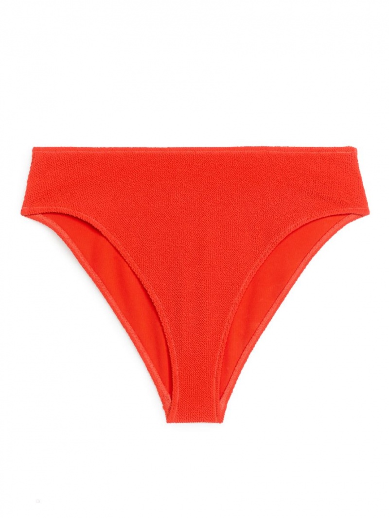 Costume De Baie Arket Mid-High Talie Crinkle Bikini Bottom Dama Roz Rosii | Romania-LVOC89367