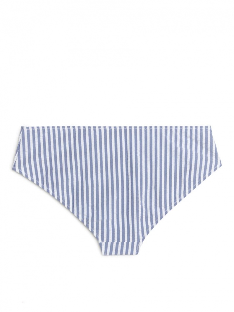 Costume De Baie Arket Seersucker Bikini Bottom Dama Albastri Albi | Romania-EXYD86754