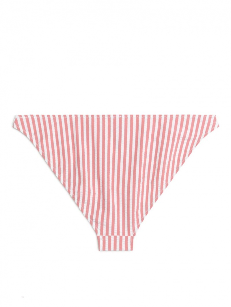 Costume De Baie Arket Seersucker Bikini Bottom Dama Rosii Albi | Romania-DBUV58236