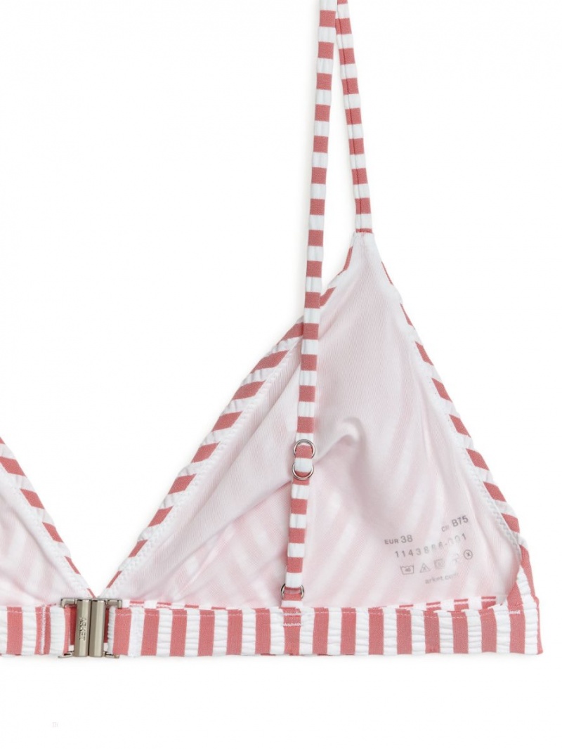 Costume De Baie Arket Seersucker Bikini Top Dama Rosii Albi | Romania-HMUY68790