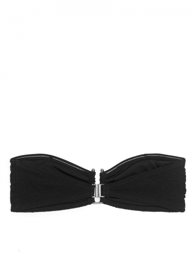Costume De Baie Arket Textured Bandeau Bikini Top Dama Negrii | Romania-LQHD06125