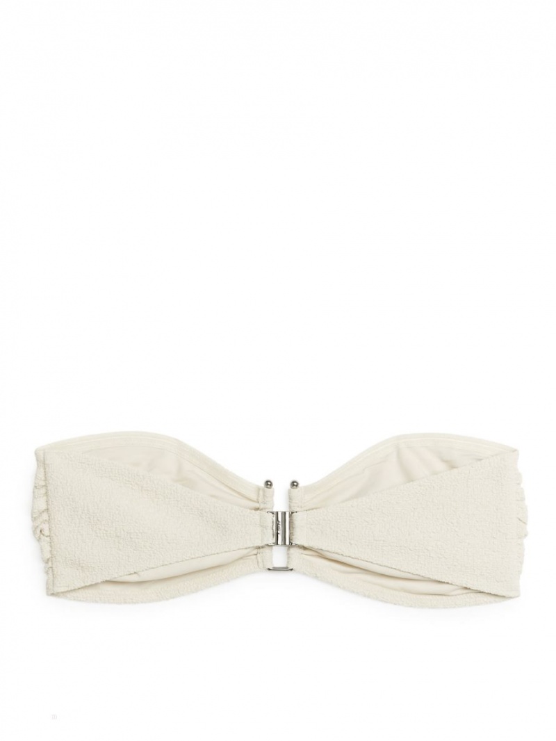 Costume De Baie Arket Textured Bandeau Bikini Top Dama Albi | Romania-JVXU34651